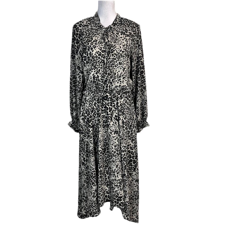 Banana Republic Dress size 12 Black Cheetah Leopard Midi Career Church Modest